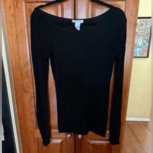 Carmen Marc Valvo Classic Black Long Sleeve Top